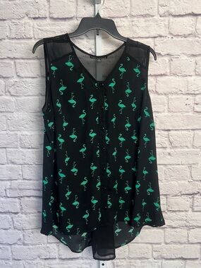 Sara Michelle Sheer Sleeveless Flamingo Print Top size 1X